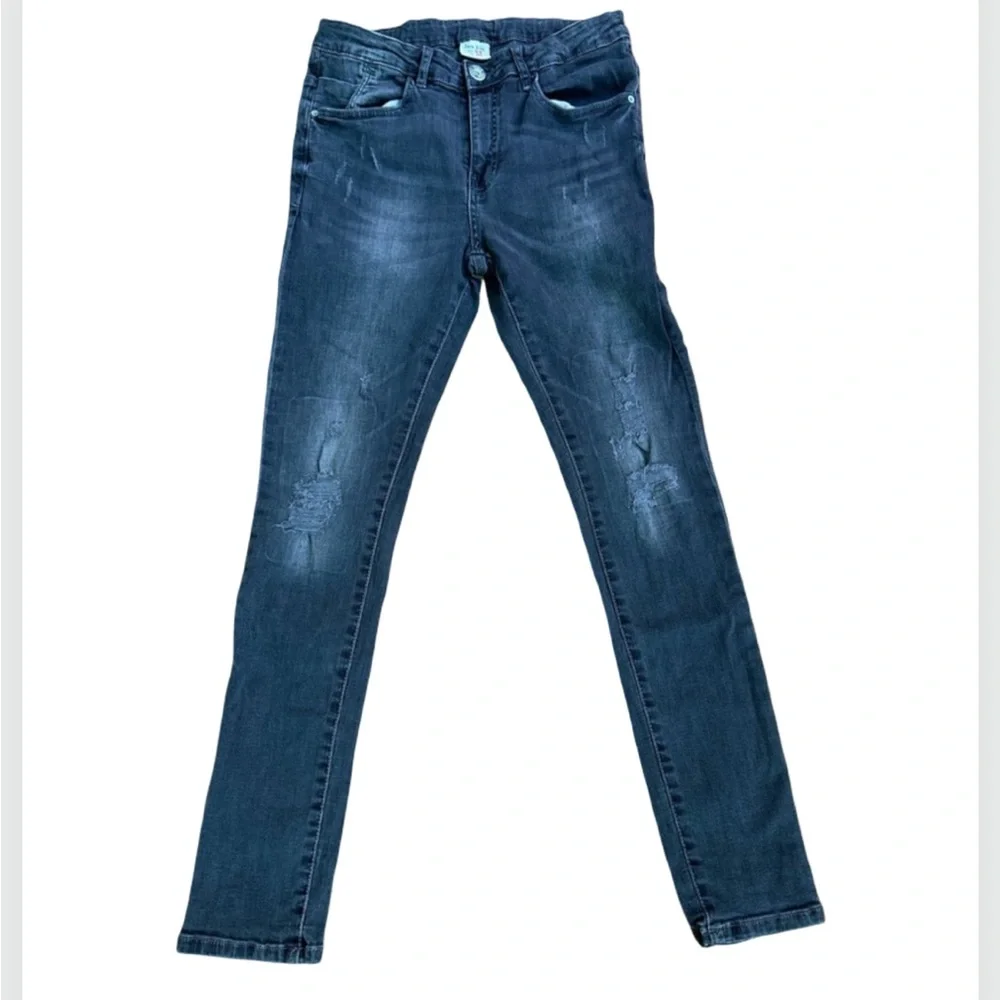 Zara Boys Charcoal Distressed Skinny Jeans | Adjustable Waist | Size 13–14 (164)